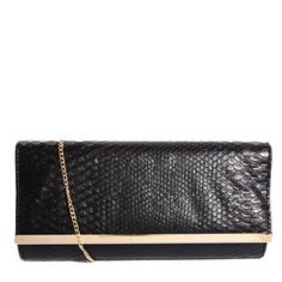 New Look Mock Snake Print Black Chelsea Clutch Bag - Picture 1 of 6